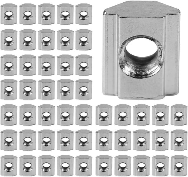 Set mit 50 Stück Gleit-T-Muttern, europäischer Standard, vernickelte Oberfläche aus Kohlenstoffstahl für Aluminiumprofile (EU30-M5)