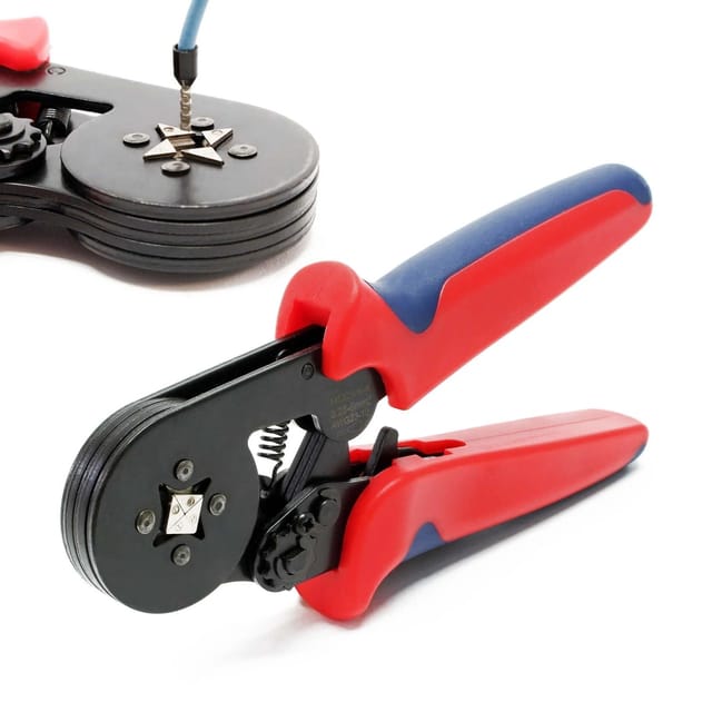 Wiltec - Crimpzange für 0,25-6 mm Aderendhülsen, Aderendhülsenzange mit Ratsche, Quetschverbinder Zange für Kabelschuhe, Krimperzange