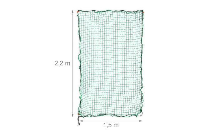 Anhängernetz, 1,5 x 2,2 m, mit 6 Haken, Eckmarkierungen, Gummiseil, Anhänger Ladungssicherung, Spannnetz, grün - Relaxdays