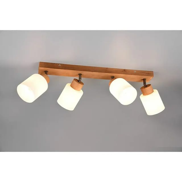 Reality Leuchten - Deckenstrahler assam 4 flammig Korpus Holz & Glasschirme Weiß, Breite 60cm