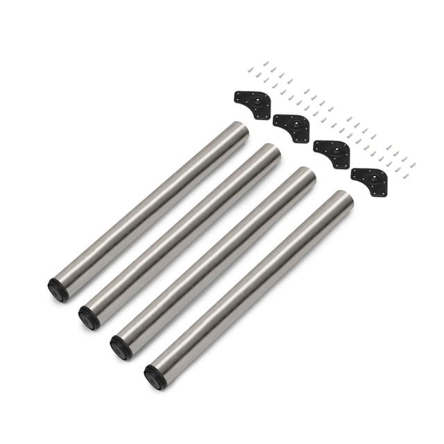 Lot von 4 Tischbeine, Durchmesser 60mm, h 710mm, Stahl, Nickel satiniert - Emuca