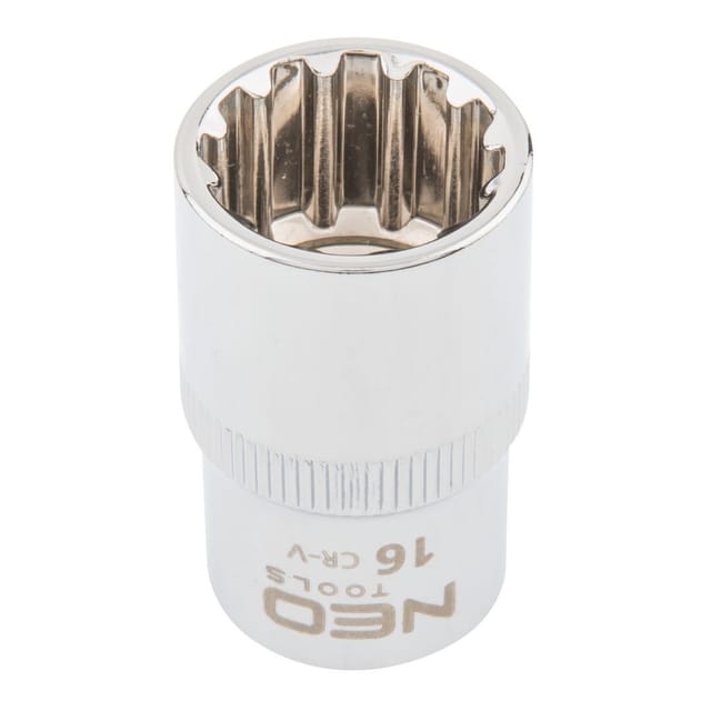 NEO Spline-Steckschlüsseleinsatz 1/2", 16 mm - Chrom-Vanadium-Stahl, universal