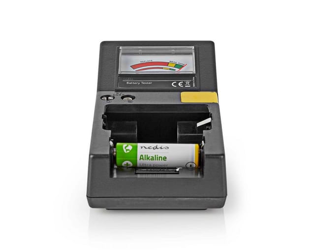 Nedis - Batterietester 9v - aa - aaa - knopfzelle - c - d svart