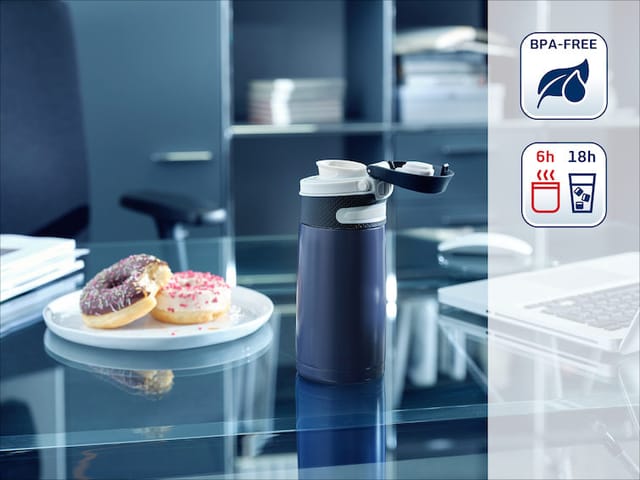 Thermobecher Flip 350 ml dunkelblau - Leifheit