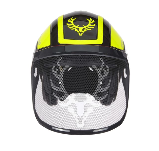 PROTOS® Forsthelm / Schutzhelm KOX Edition mit Gehörschutz und Visier Integral Forest Schwarz/Neon Gelb OneSize