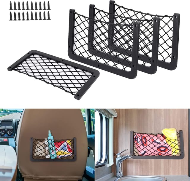 Gabrielle Auto-Aufbewahrungsnetz, 4 Stück, Kofferraum-Aufbewahrungs-Organizer 36 x 18 cm, multifunktionale Auto-Taschen-Organizer-Tasche für