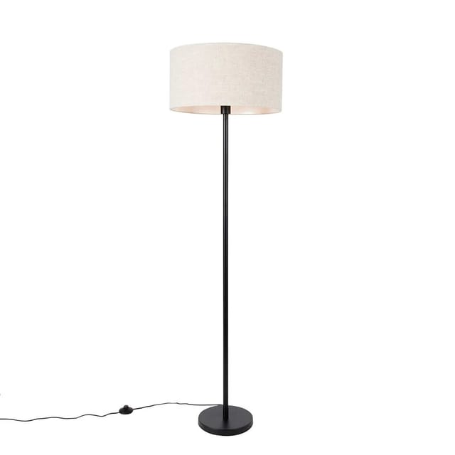 Stehlampe schwarz mit Schirm hellgrau 50 cm - Simplo