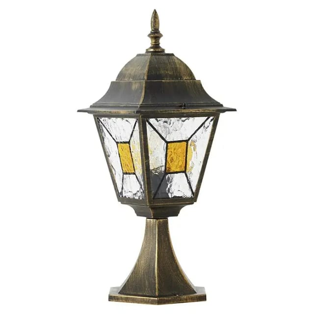 Brilliant Janel Sockelleuchte Außen 44cm – Außenlampe Schwarz Gold IP44 für Garten & Terrasse – E27 Fassung – Extern Dimmbar – Aus Metall & Glas