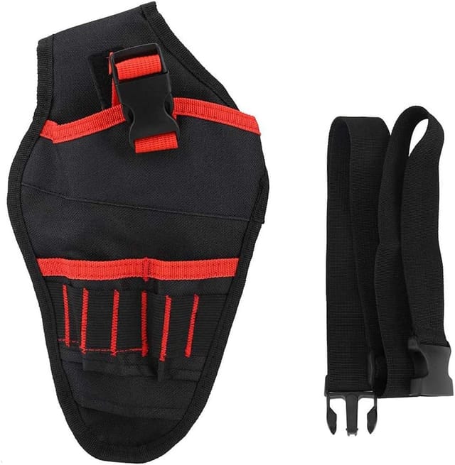 Werkzeugtasche für elektrische Bohrmaschine, Werkzeugholstertasche mit verstellbarem Werkzeuggürtel mit Platz für Zubehör und offenen Schlaufen zur