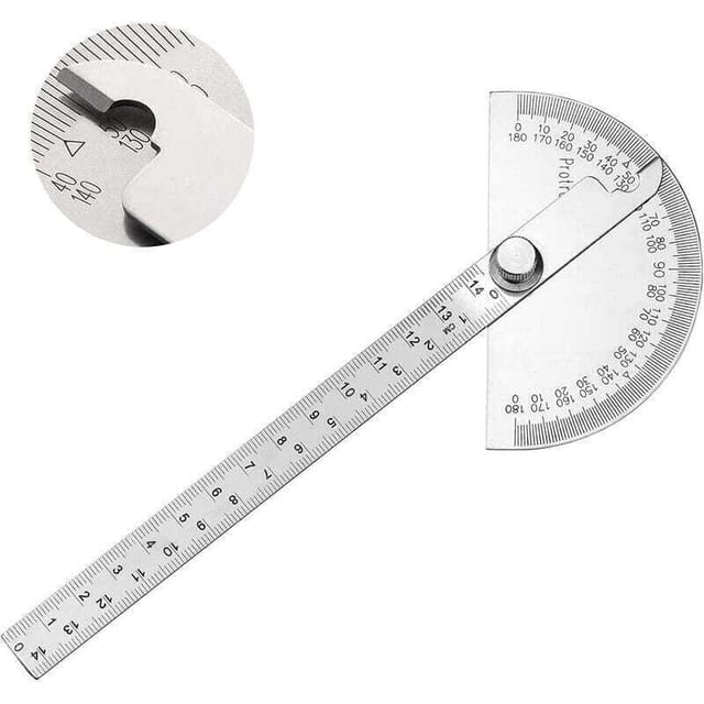 Edelstahl-Winkelmesser, 0–180 ° Winkelmessarm, Messlineal, Ingenieur-Werkzeug, Winkelmesser mit 140 mm Lineal, universelles Winkellineal zum Malen,