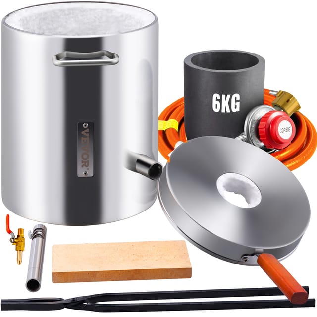 Schmelzofen Propan Metall Schmelzofen 6 Kg, Edelstahl Schmelzofen Gas 1482 ℃ Inkl. 1 X Brenner, 1 X Tiegel, Schmiede Messerherstellung Schmiedeset Für Kupfer, Aluminium, Gold, Silber Usw. - Vevor