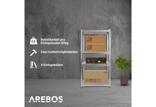 Schwerlastregal Kellerregal Steckregal Lagerregal Werkstattregal - Arebos