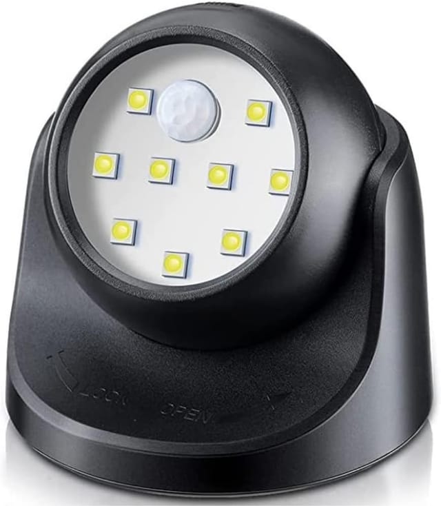 Ersandy - LED-Außenstrahler, Außenstrahler mit Bewegungsmelder, kabelloser LED-Außenstrahler, 150 Lumen, abnehmbare Kugel, 360 Grad drehbar und
