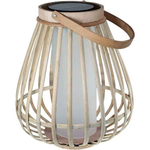 Solarleuchte - Marta - Beige - Naturbambus - Licht effet Flamme - USB- und Solarladung