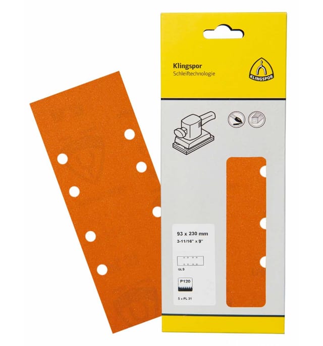 5 Stk. Schleifstreifen pl 31 b 93 x 230 mm Lochform GL9 Korn 40 Klingspor