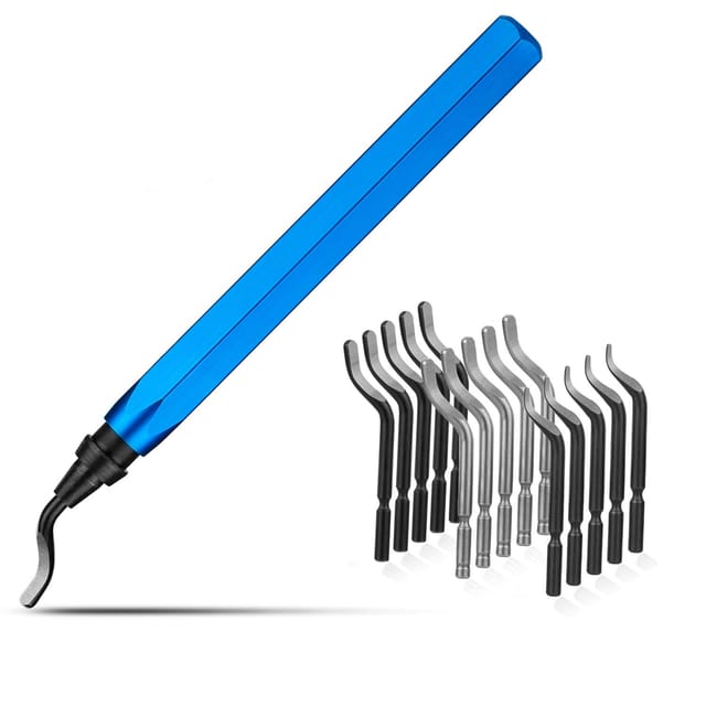 Entgratungswerkzeug Mit Metallgriff, 15-teiliges Set Rotierende Entgratungsklingen, Handentgratungswerkzeug Für Kunststoff, Aluminium, Kupfer Und Stahl (blau)
