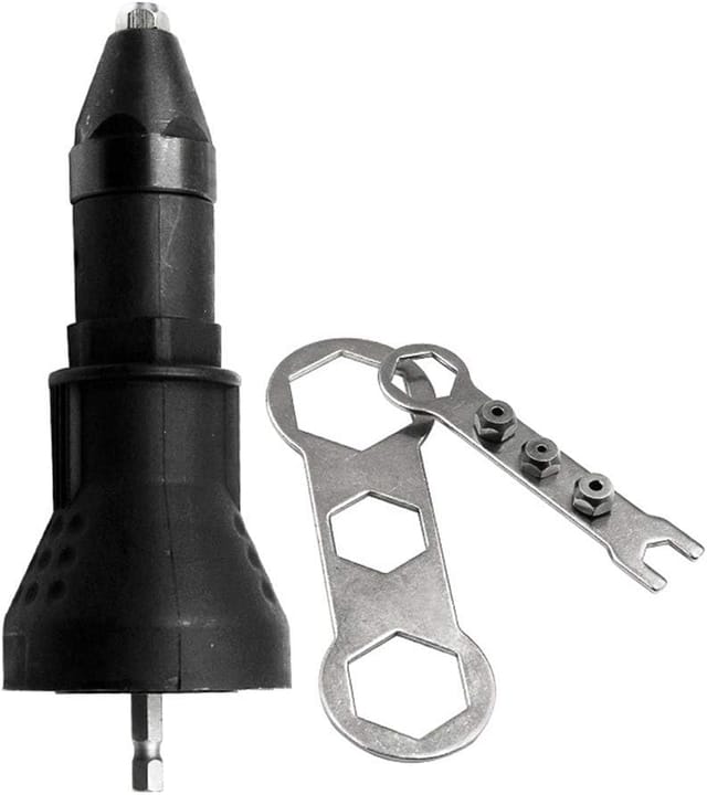 Elektrischer Nietpistolen-Bohrer, Nietwerkzeug-Set, Adapter-Zubehör, Schwarz