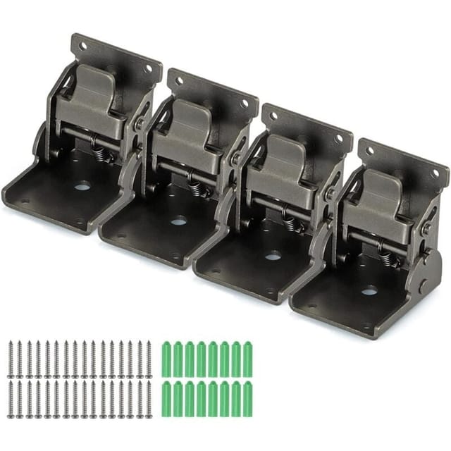 Robuste Klapphalterungen, 90-grad-scharniere Mit Selbstverriegelung Für Tischbeine, Wandregale, 150 Kg Pro 4er-pack (gunblack)