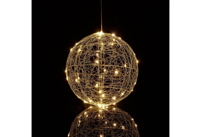 Relaxdays - led Dekokugel, batteriebetrieben, Drahtkugel, Hängen & Stellen, langes Kabel, Leuchtkugel, ø 25 cm, silber