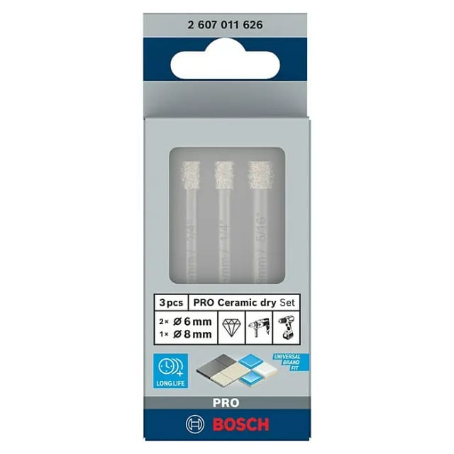 Bosch - pro Ceramic dry Bohrer-Set, 6 x 66, 6 x 66, 8 x 66 mm, 3-tlg.