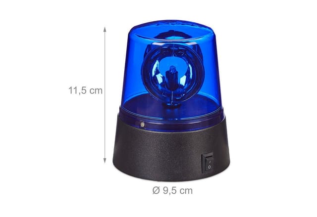 Led Blaulicht, 2er Set, Rundumleuchte mit drehendem Reflektor, Partylicht, Geburtstag, batteriebetrieben, blau - Relaxdays
