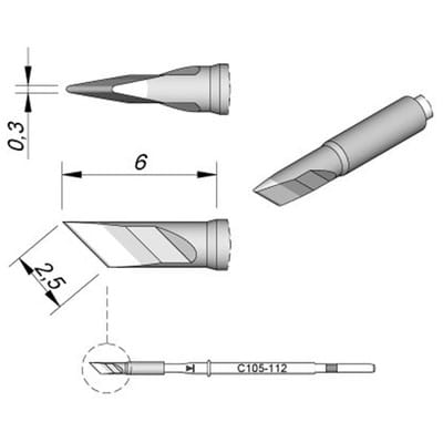 Tools C115112 Lötspitze Klingenform, gerade, gerade Spitzen-Größe 0.3 mm Inhalt 1 St. - JBC