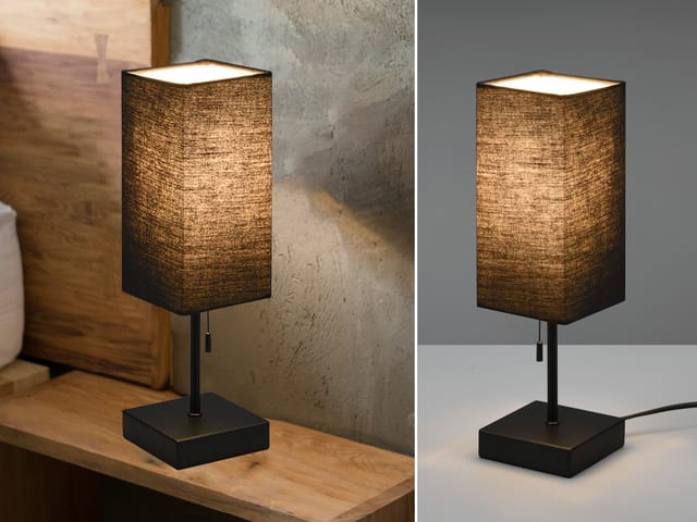 Reality Leuchten - Tischlampe ole mit Stoffschirm Schwarz & usb Ladestation, Höhe 35cm