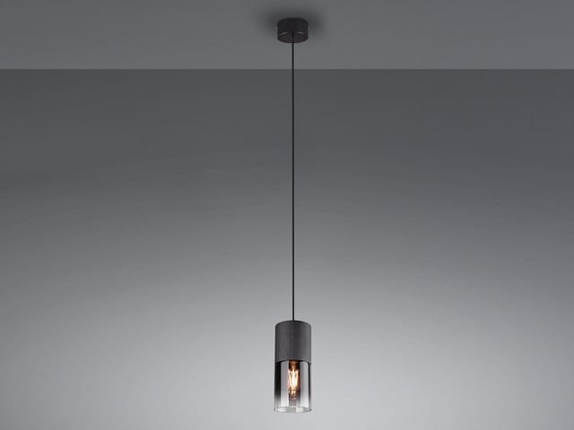 Trio Leuchten - led Pendelleuchte mit Rauchglas 1-flammig Metall Schwarz, ø 10cm