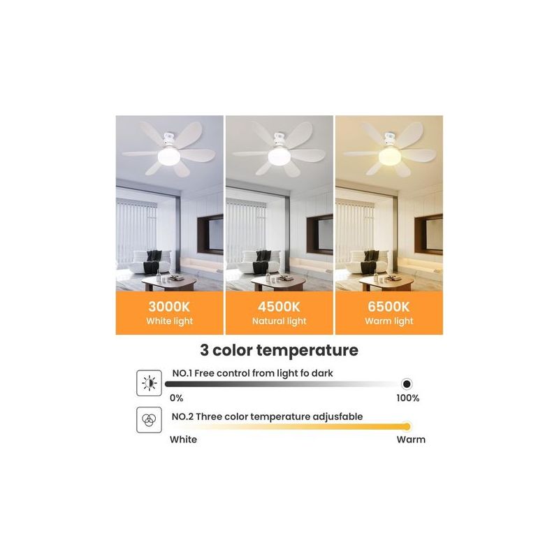 Moderner Led-deckenventilator Mit Dimmbarer E27-leuchte, 30 W, Für Schlaf- Oder Wohnzimmer.