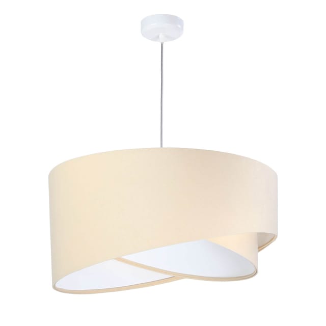 Hängelampe E27 Creme Weiß Stoff Metall Modern Hängeleuchte