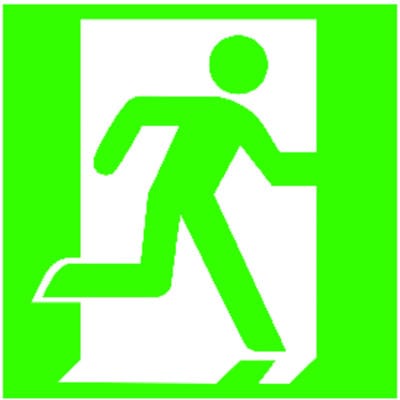 FP - SafetyMarking Fluchtwegschild Folie B150xH150 mm Notausgang rechts langnachleuchtend