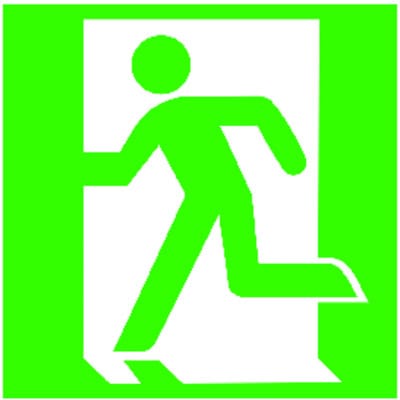 FP - SafetyMarking Fluchtwegschild Folie B150xH150 mm Notausgang links langnachleuchtend