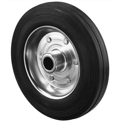 Gummirad schwarz, Stahlfelge, Rollenlager, ø Rad 200 mm, Tragkraft 205 kg - Bs Rollen