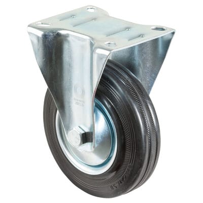 Bockrolle B55 D.125mm Trgf.100kg Vollgummireifen schwarz Platte 104x80mm