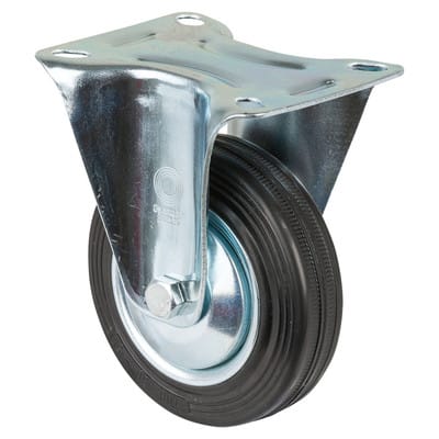 Bockrolle 100mm lg. r Stahlbl Verz Gummirad - Bs Rollen