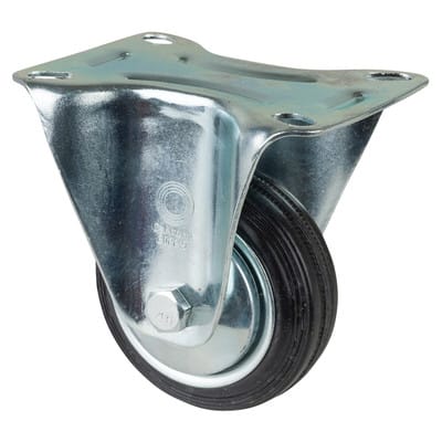 Bockrolle 80mm lg. r Stahlbl Verz Gummirad - Bs Rollen