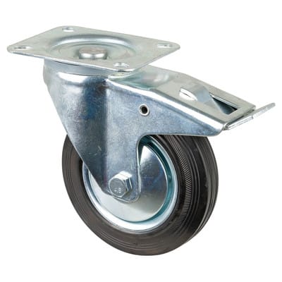 Lenkrollen Gummi 160mm mit Feststeller 138x110mm 135kg Tragfähigkeit Rolle Räder