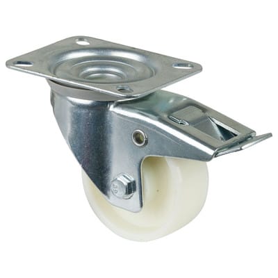 Lenkrolle Fest 80mm Stahlbl Verz Poly lg. r - Bs Rollen