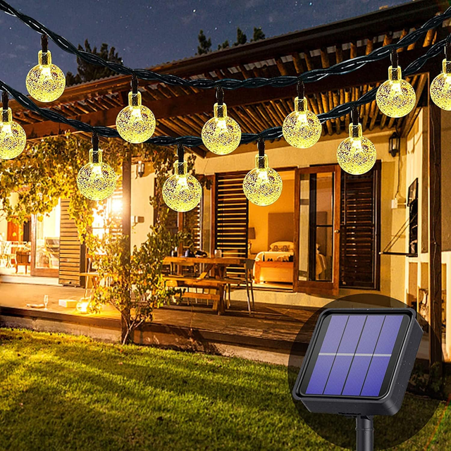 Solar-lichterkette (warmweißes Licht), 7 M, 50 Leds, Wasserdichte Solarlichter, 8 Modi, Solar-gartenleuchten Für Hof, Veranda Und Hochzeitsfeier-dekoration