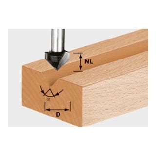 V-Nutfräser hw S8 D14/7/90° – 490999 - Festool