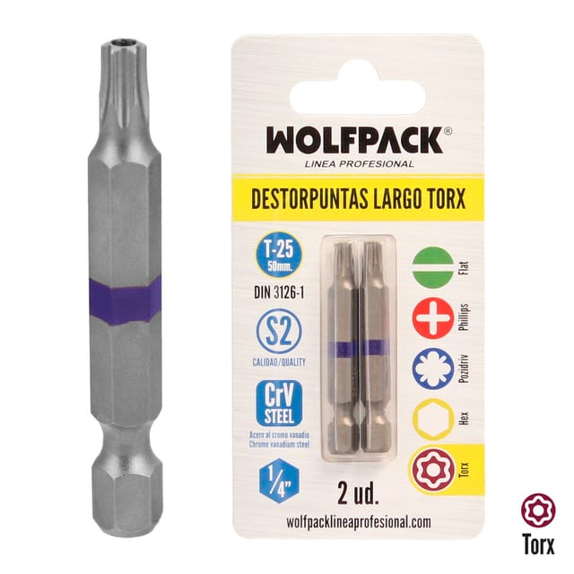 Langer Torx-T25-Schraubendreher (2 Stück) Chrom-Vanadium-S2-Stahl