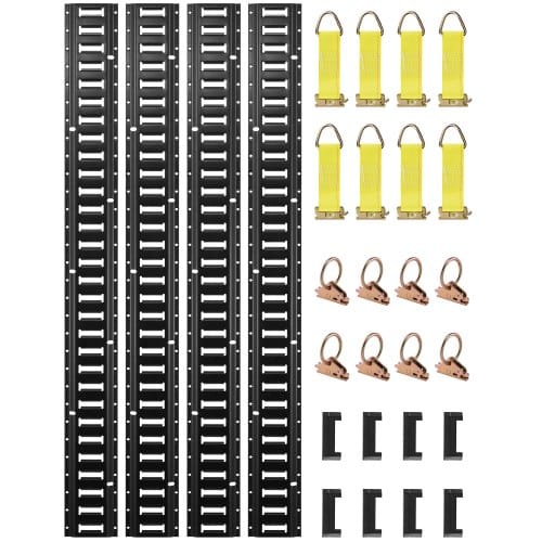 Mophorn - Vevor Zurrschienen 30 Stk. Airlineschienen, Schwarz Transportschiene, 454 Kg Max. Tragfähigkeit Ankerschiene, 1,52 M Schienenlänge Stäbchenzurrschiene Zur Ladungssicherung Für Anhänger Und Wohnmobile