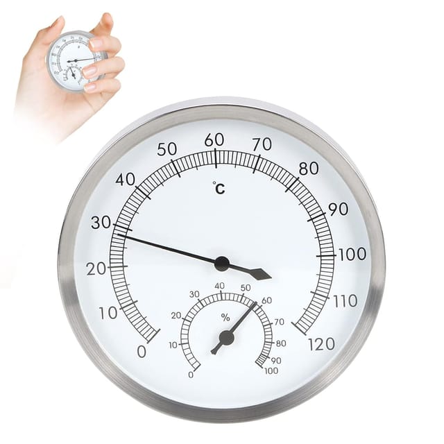 Linghhang - Analoges Thermo-Hygrometer, 2-in-1-Thermometer-Hygrometer aus Edelstahl, Thermo-Hygrometer-Ausrüstungszubehör für Haus, Büro, Garten,