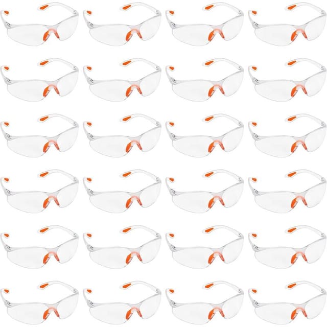 Gabrielle Set mit 24 transparenten Schutzbrillen – Schutzbrille mit Kunststoffgläsern, Nasensteg und Gummibügelspitzen für Komfort – transparente