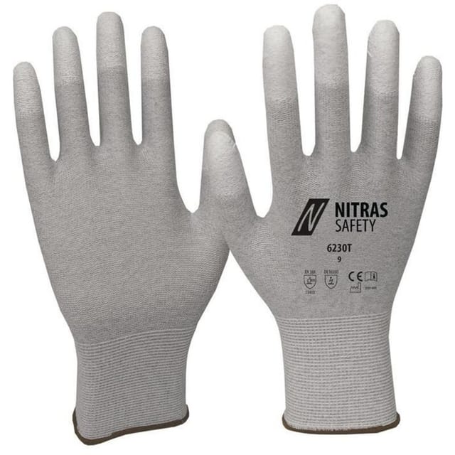 Nitras - 6230T-9 Handschuhe Größe 9 grau/weiß en 388, en 16350 PSA-Kategorie ii