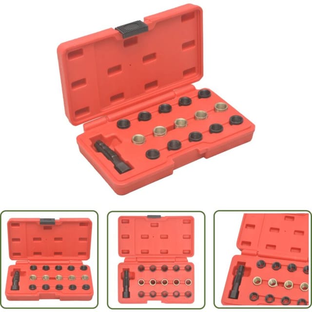 The Living Store - 16-tlg. Zündkerzengewinde-Reparatursatz M14×1,25 - Reparaturset - Zündkerzengewinde - Zündkerzenservice - Autowerkstatt