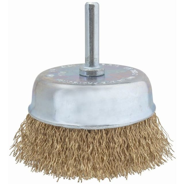 Topfbürste verm75 mm 0,3 mm gewellt, 6 mm-Schaft