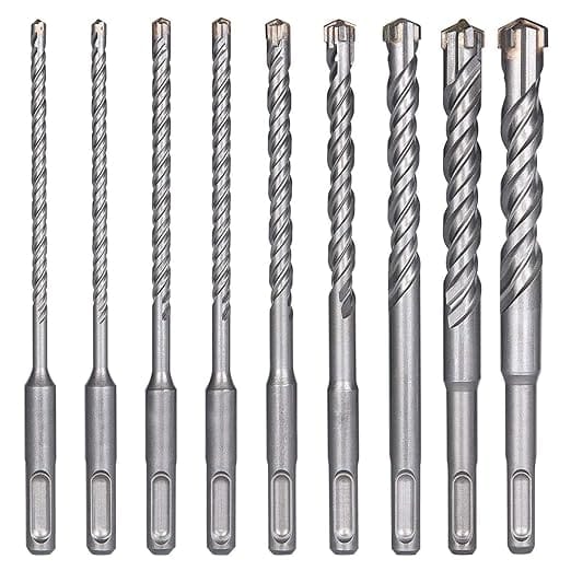 Linghhang - Betonbohrer, 9 Stück (5 mm – 16 x 160 mm), Fliesenbohrer, SDS-Plus-Elektrohammerbohrer für Bohrhammer, Kreuzbohrer für Beton, Ziegel,