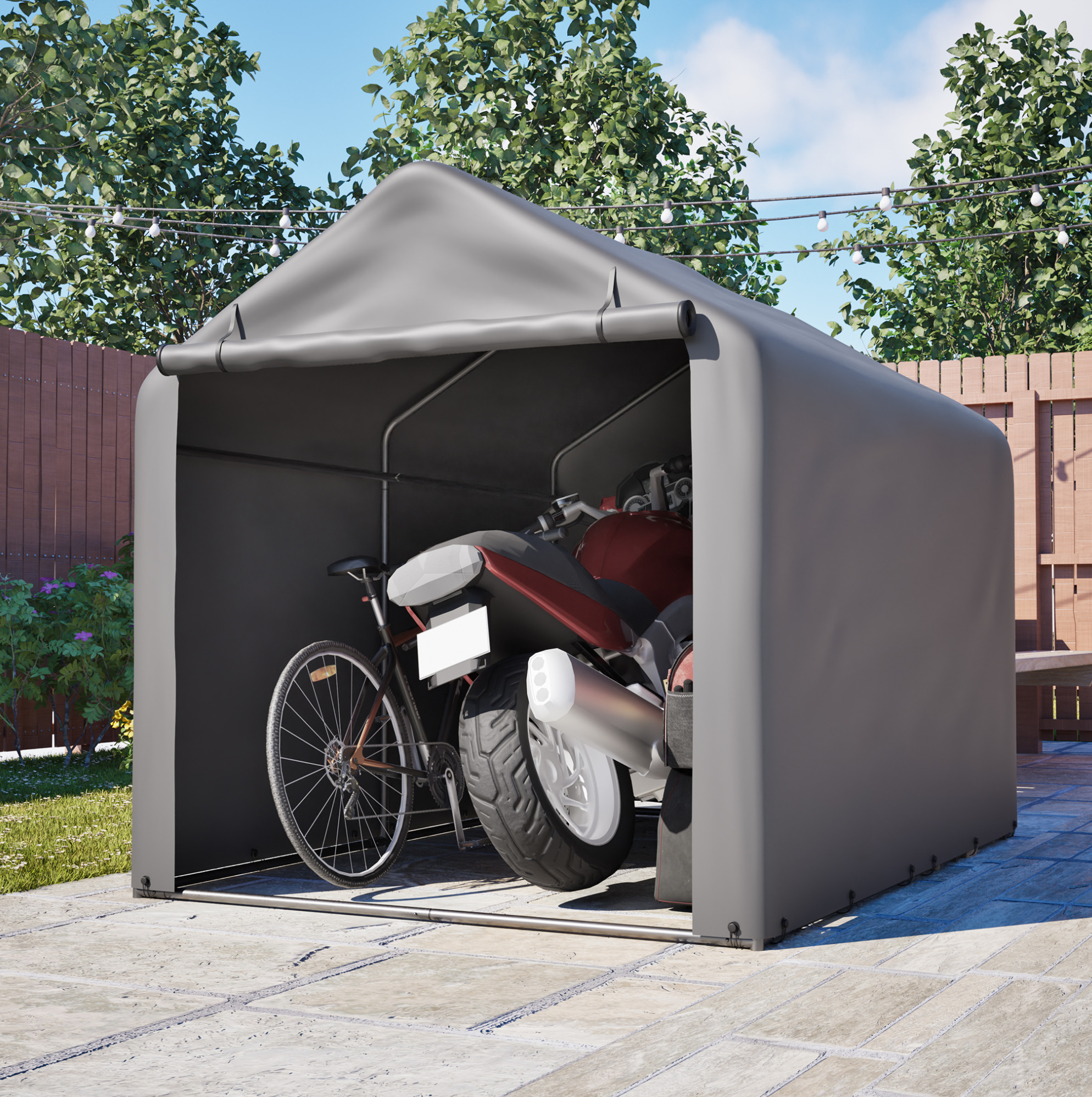 Fahrradgarage 160 X 220 X 165 Cm Mit Rolltor Grau Havrya