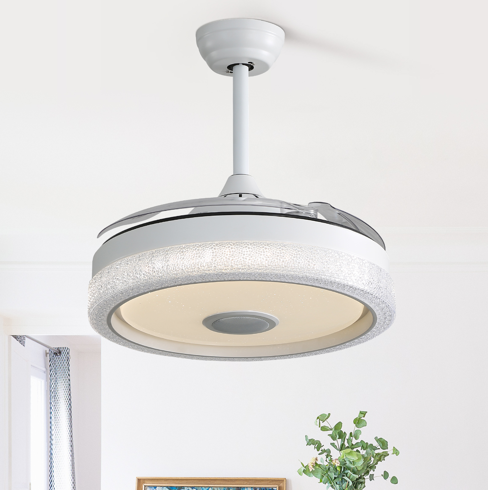 Deckenventilator Mit Led-licht 32 W Rgb, Reversibler Dc-motor, Weiß Havrya